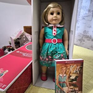 American Girl Kit Doll in Teal and Pink Floral Dress